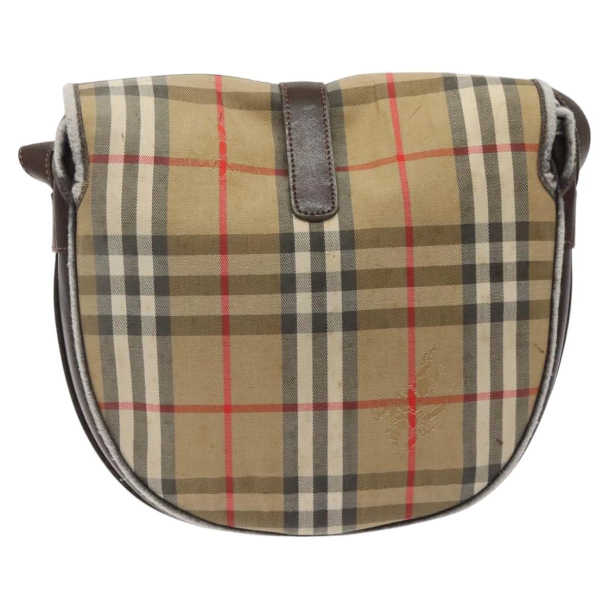 Burberrys Nova Check Shoulder Bag Canvas Beige Auth ti3106