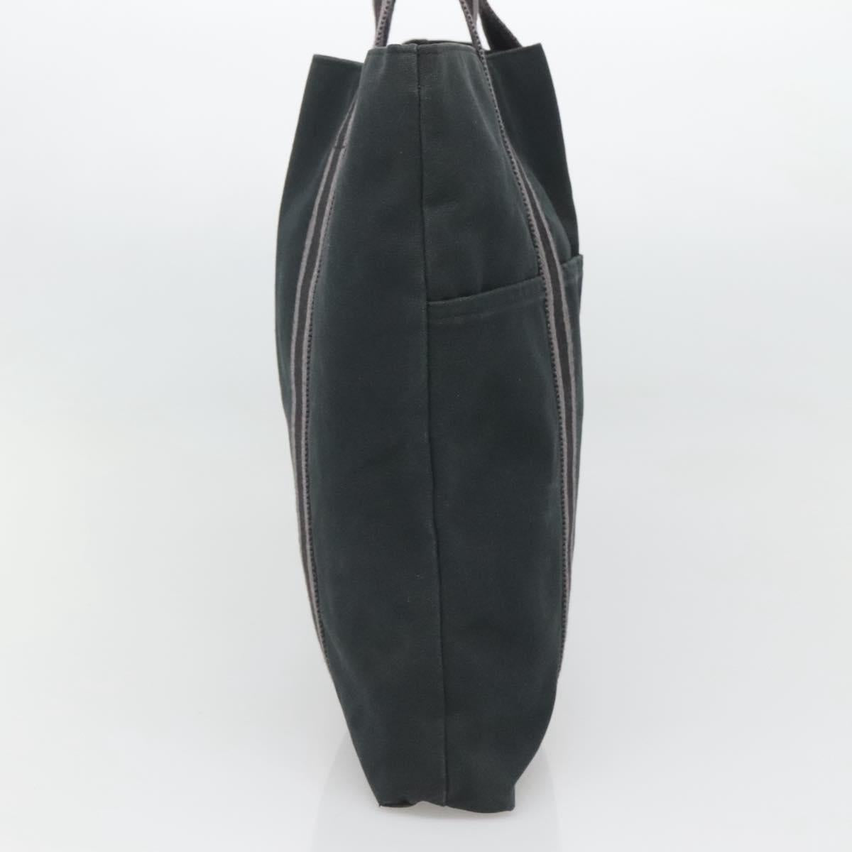 HERMES Fourre Tout Cabas Tote Bag Canvas Black Auth ti3108