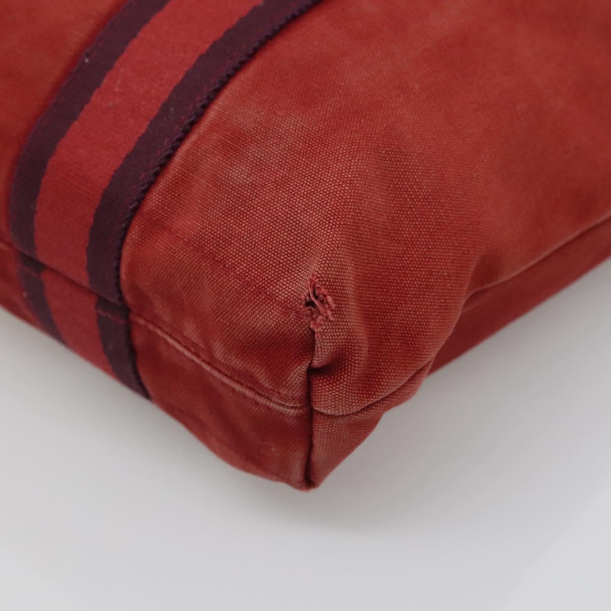 HERMES Fourre Tout Cabas Tote Bag Canvas Red Auth ti3109