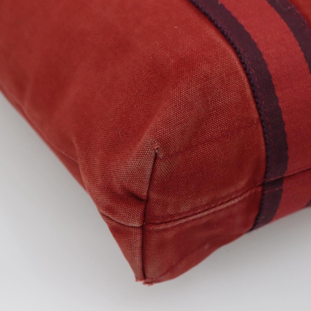 HERMES Fourre Tout Cabas Tote Bag Canvas Red Auth ti3109