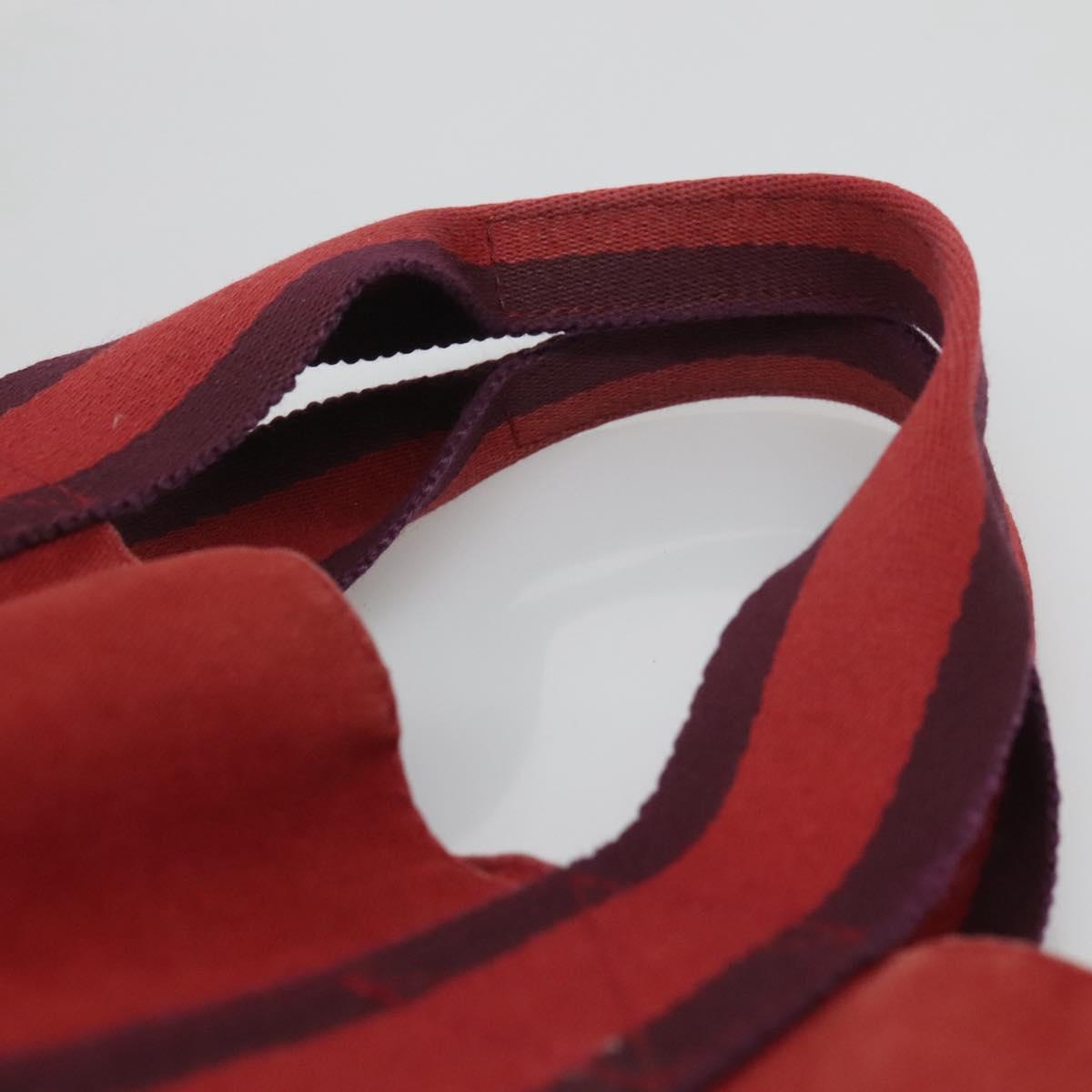 HERMES Fourre Tout Cabas Tote Bag Canvas Red Auth ti3109