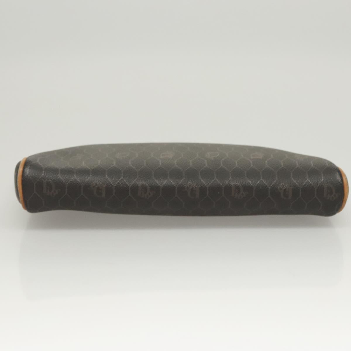 Christian Dior Honeycomb Canvas Clutch Bag PVC Black Auth ti3115