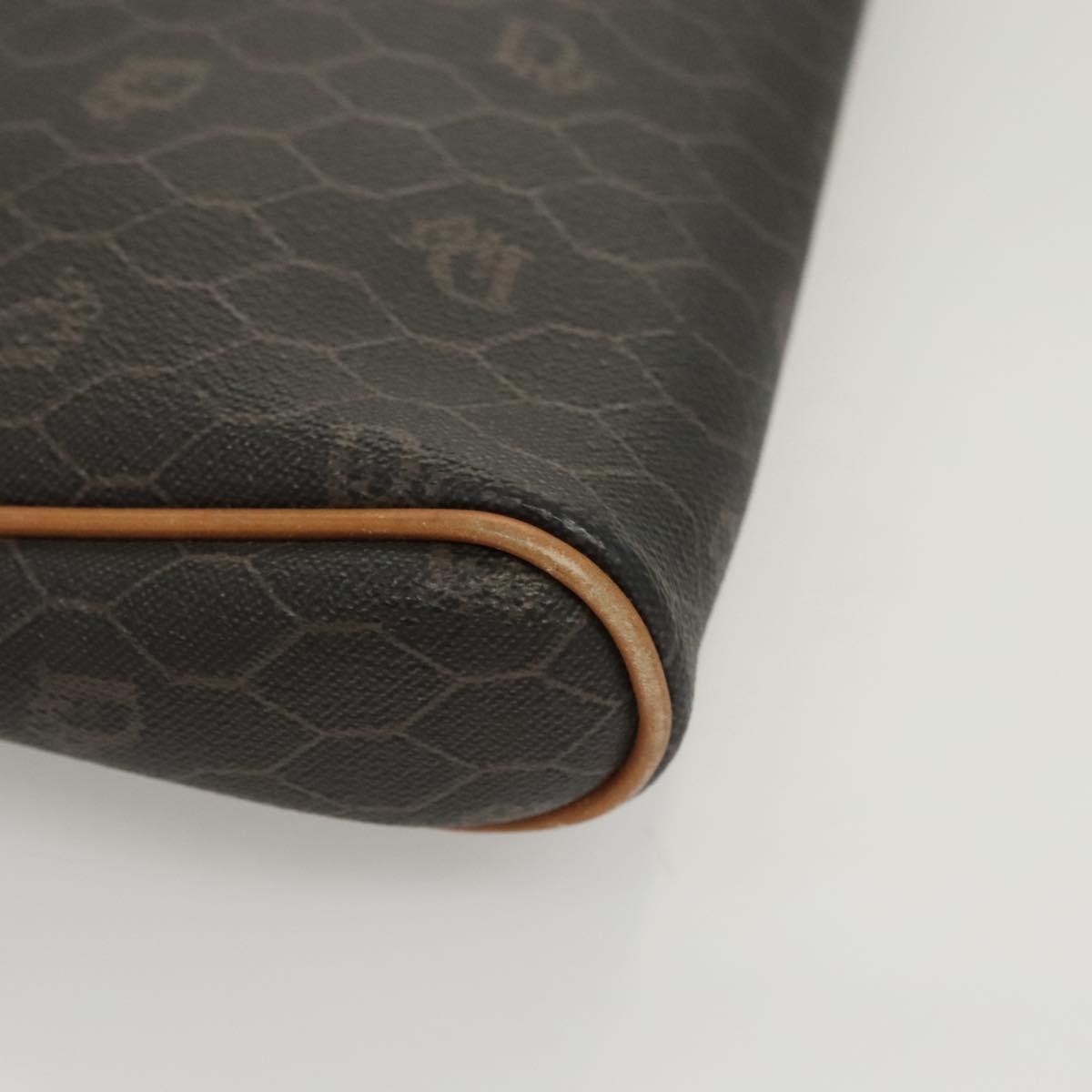 Christian Dior Honeycomb Canvas Clutch Bag PVC Black Auth ti3115