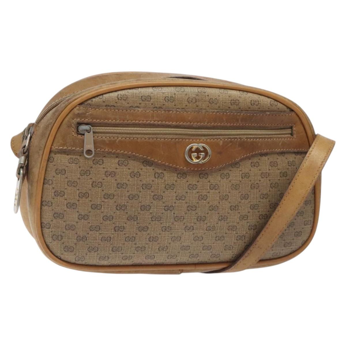 GUCCI Micro GG Supreme Shoulder Bag PVC Beige Gold Auth ti3123