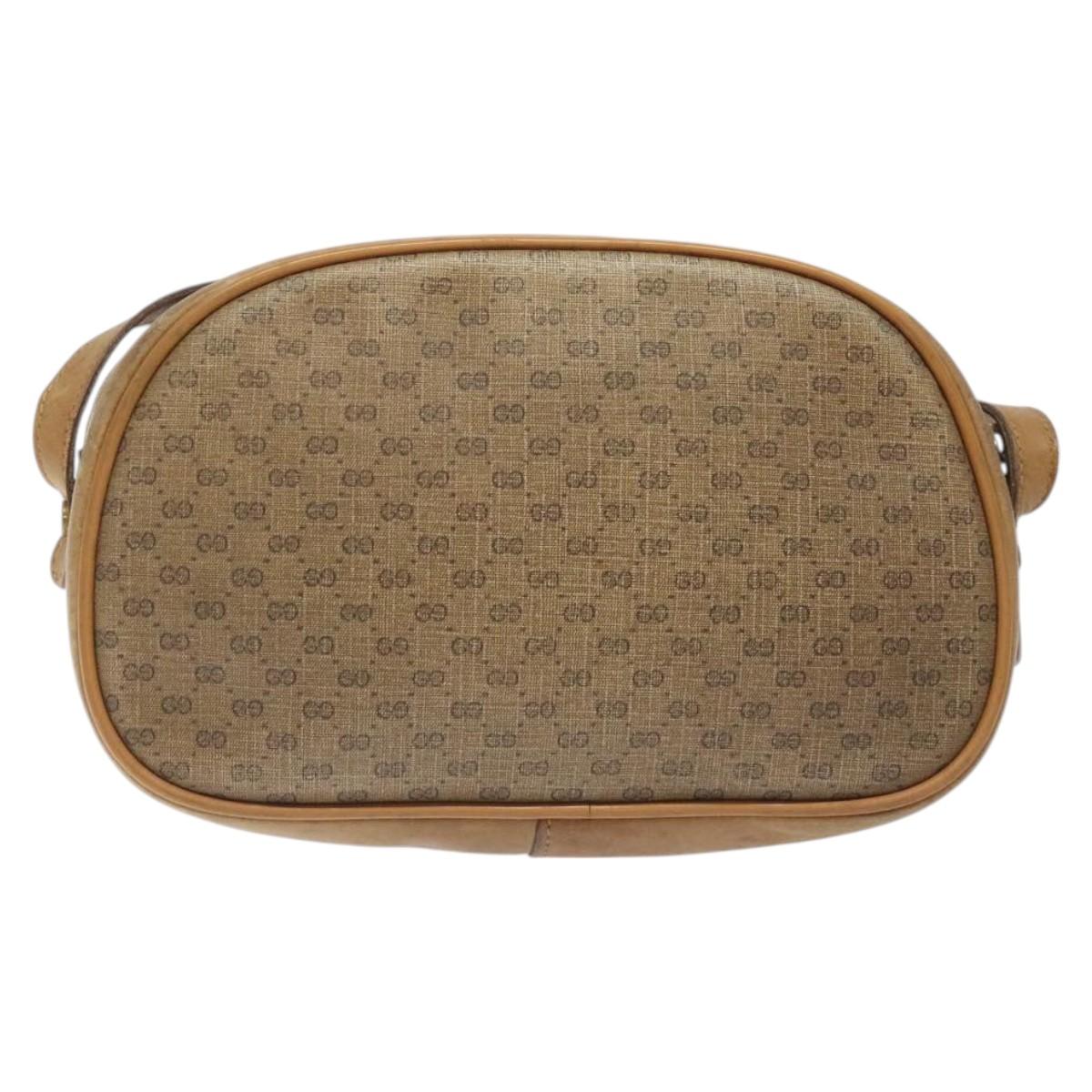 GUCCI Micro GG Supreme Shoulder Bag PVC Beige Gold Auth ti3123