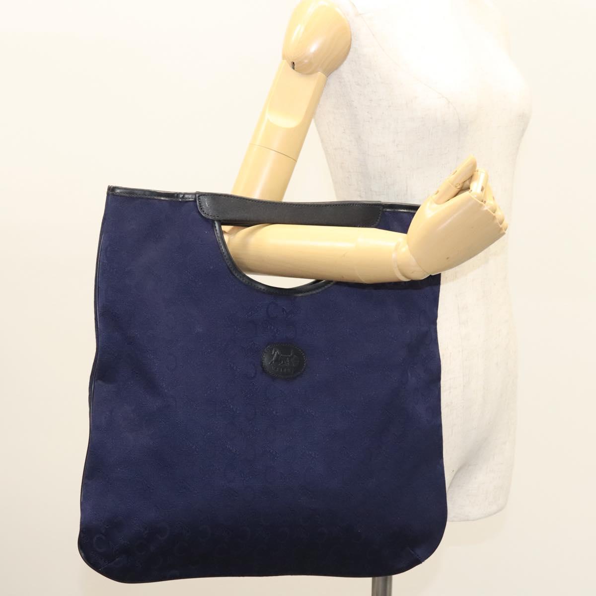CELINE C Sulky Hand Bag Canvas Navy Auth ti3127