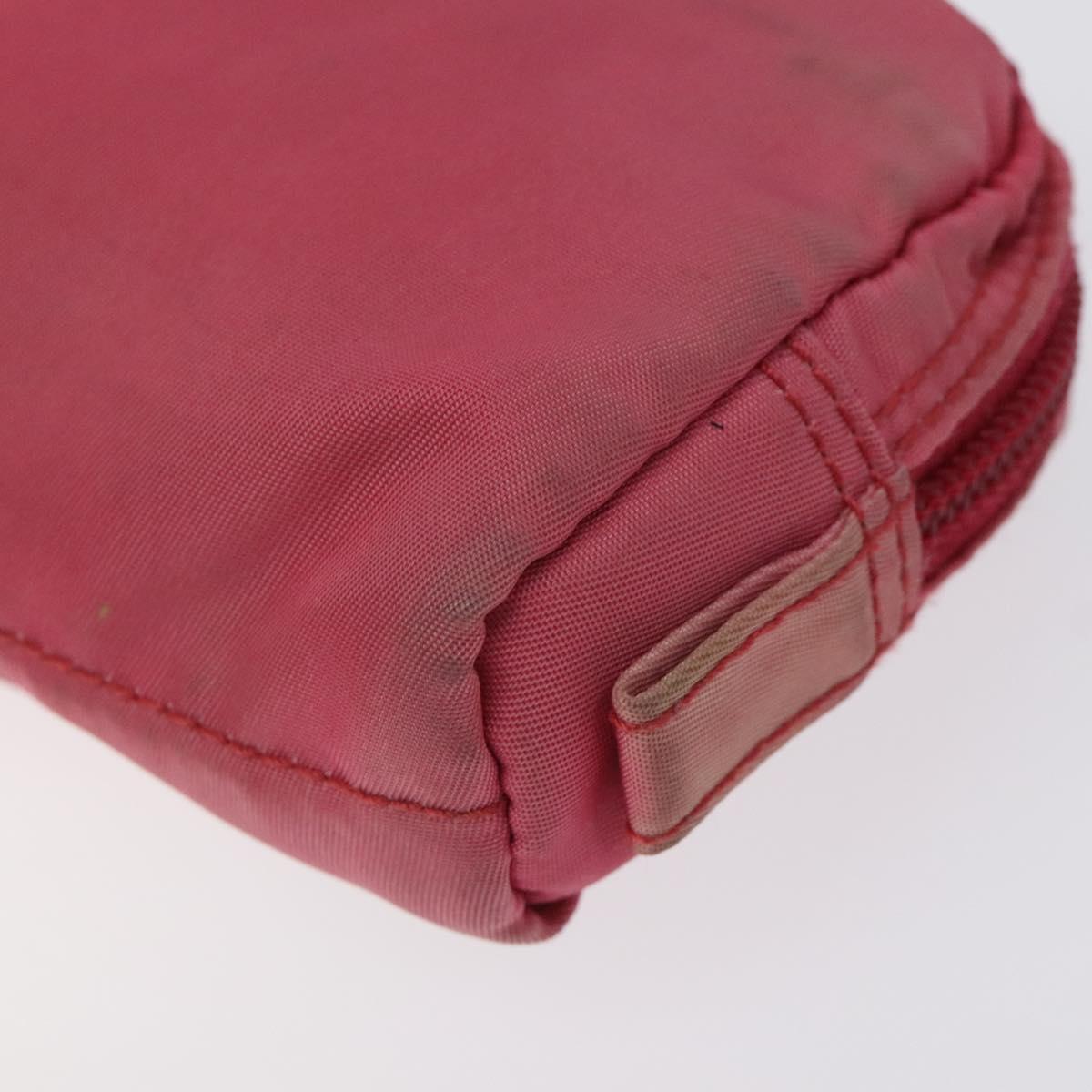 PRADA Pouch Nylon Pink Silver Auth ti3129