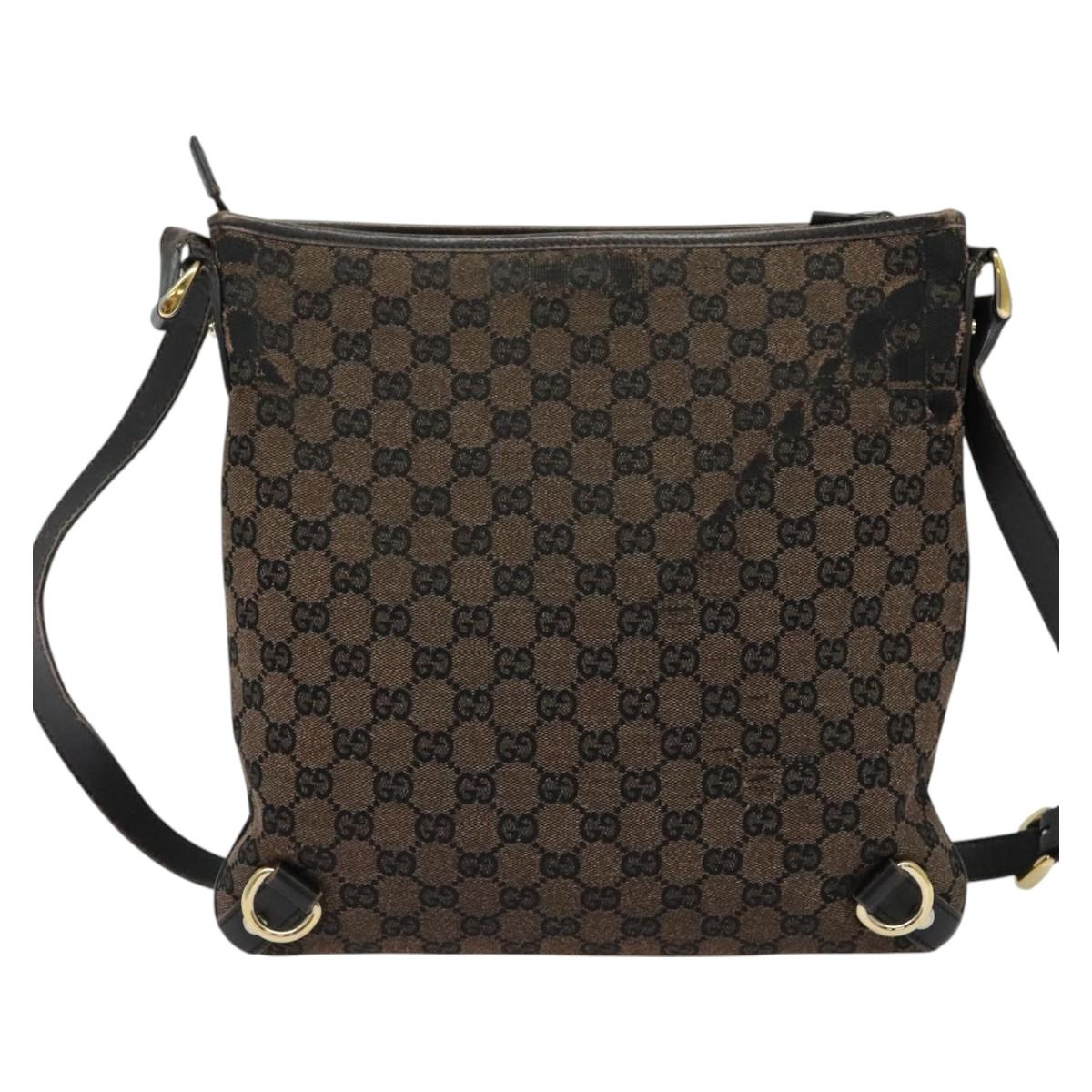 GUCCI GG Canvas Abbey Shoulder Bag Outlet Brown Gold 272400 Auth ti3133