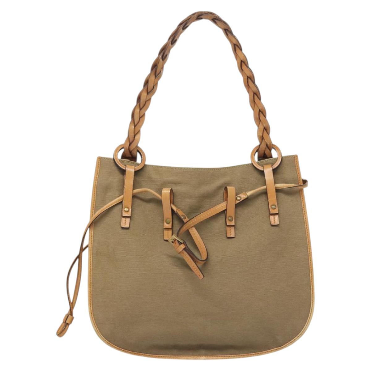 GUCCI Shoulder Bag Canvas Leather Beige Brown 110295 Auth ti3134