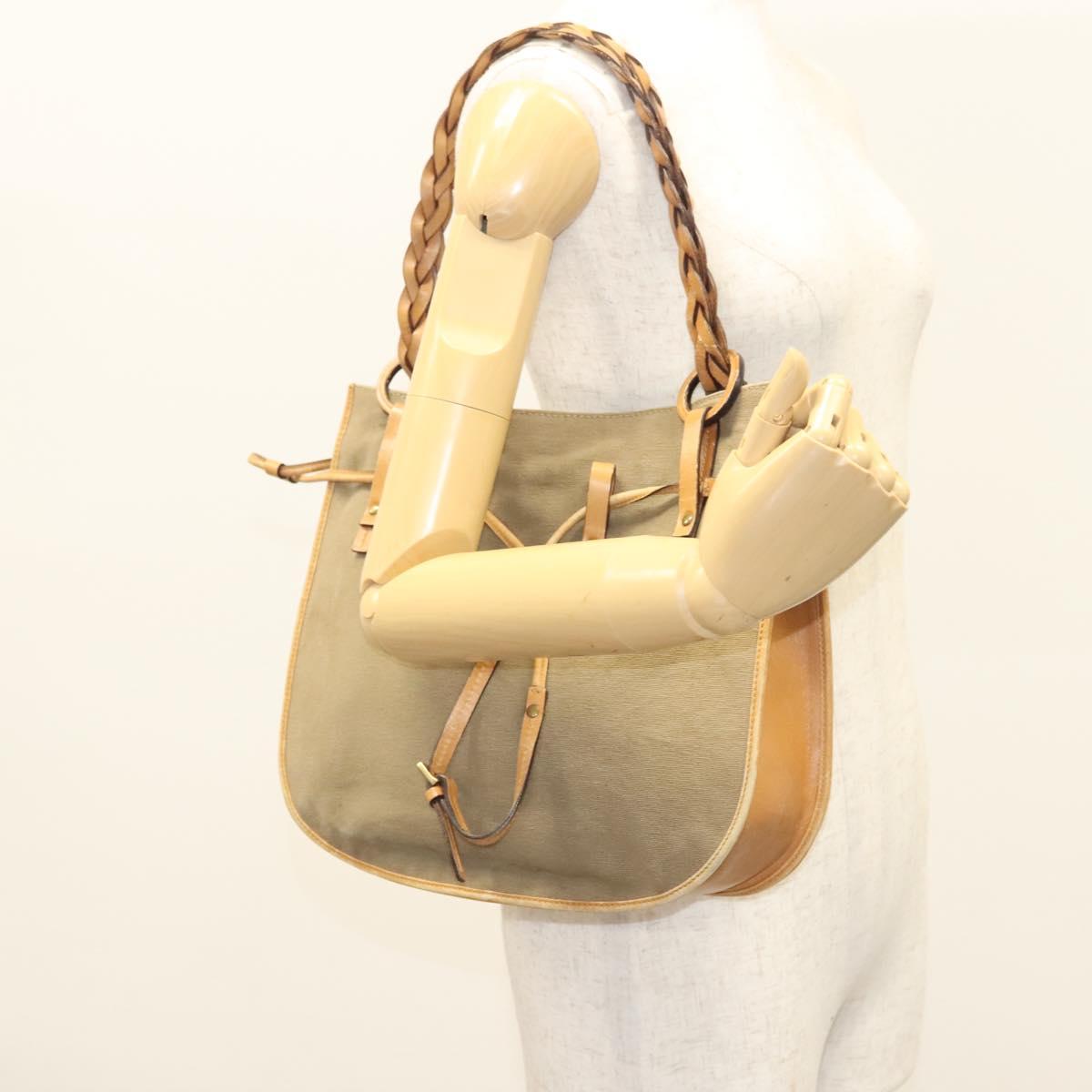 GUCCI Shoulder Bag Canvas Leather Beige Brown 110295 Auth ti3134