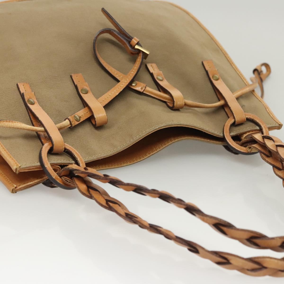 GUCCI Shoulder Bag Canvas Leather Beige Brown 110295 Auth ti3134