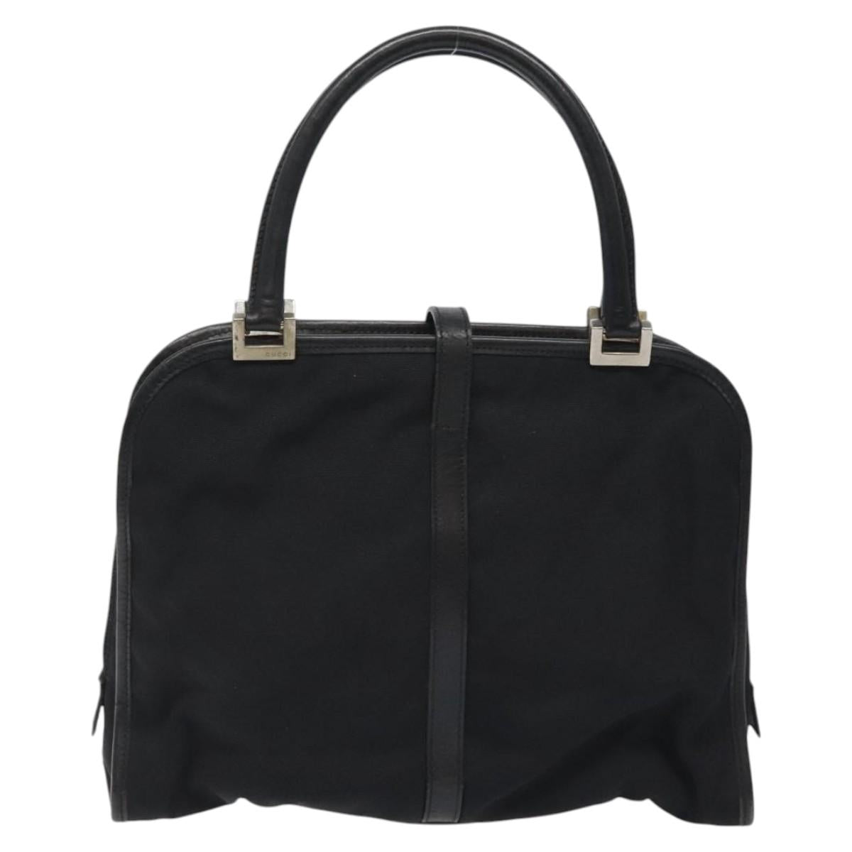 GUCCI Jackie Hand Bag Nylon Black Silver 002 1071 Auth ti3135