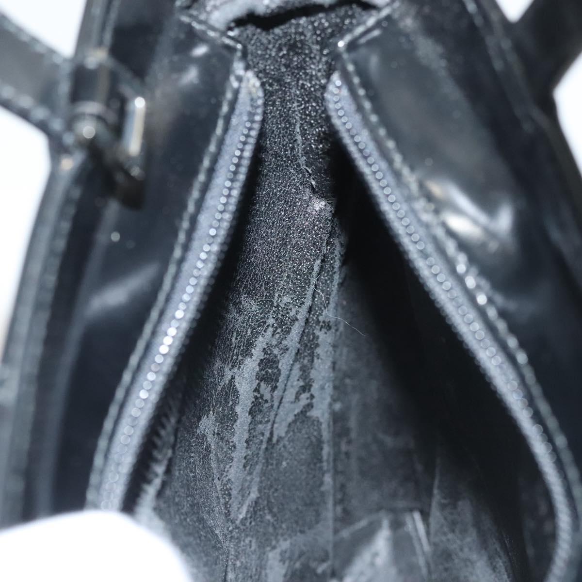 GUCCI Hand Bag Enamel 2way Black Gold 000 2113 0553 Auth ti3137