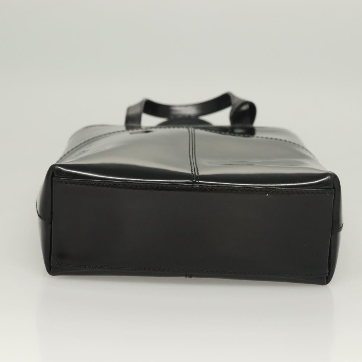 GUCCI Hand Bag Enamel 2way Black Gold 000 2113 0553 Auth ti3137