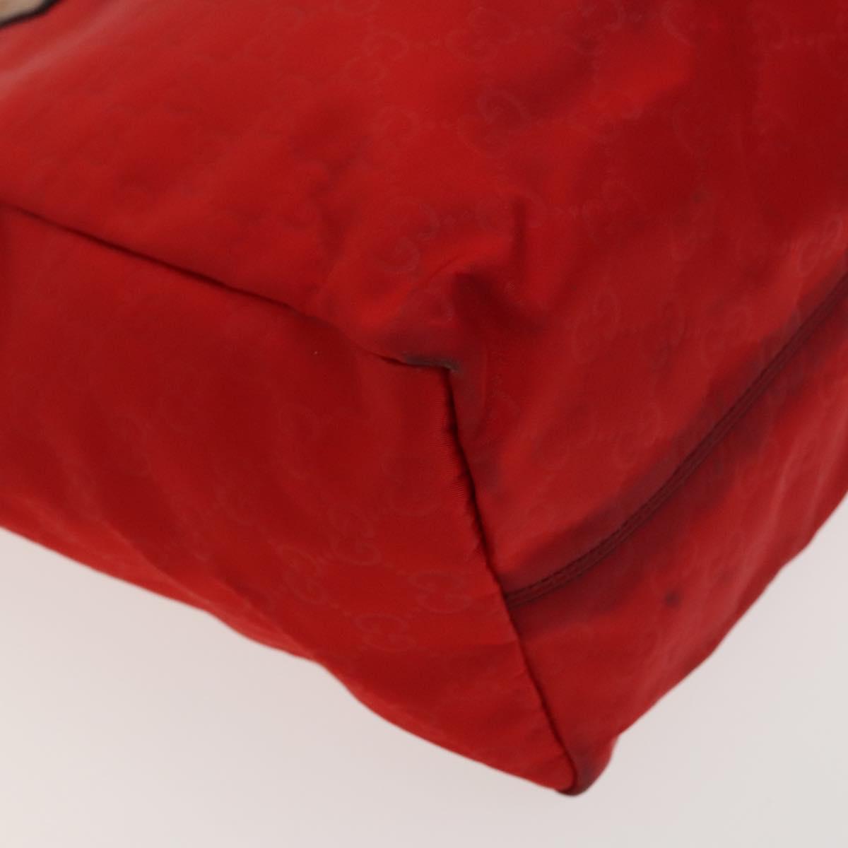 GUCCI GG Canvas Tote Bag Nylon Red Gold 282439 Auth ti3140