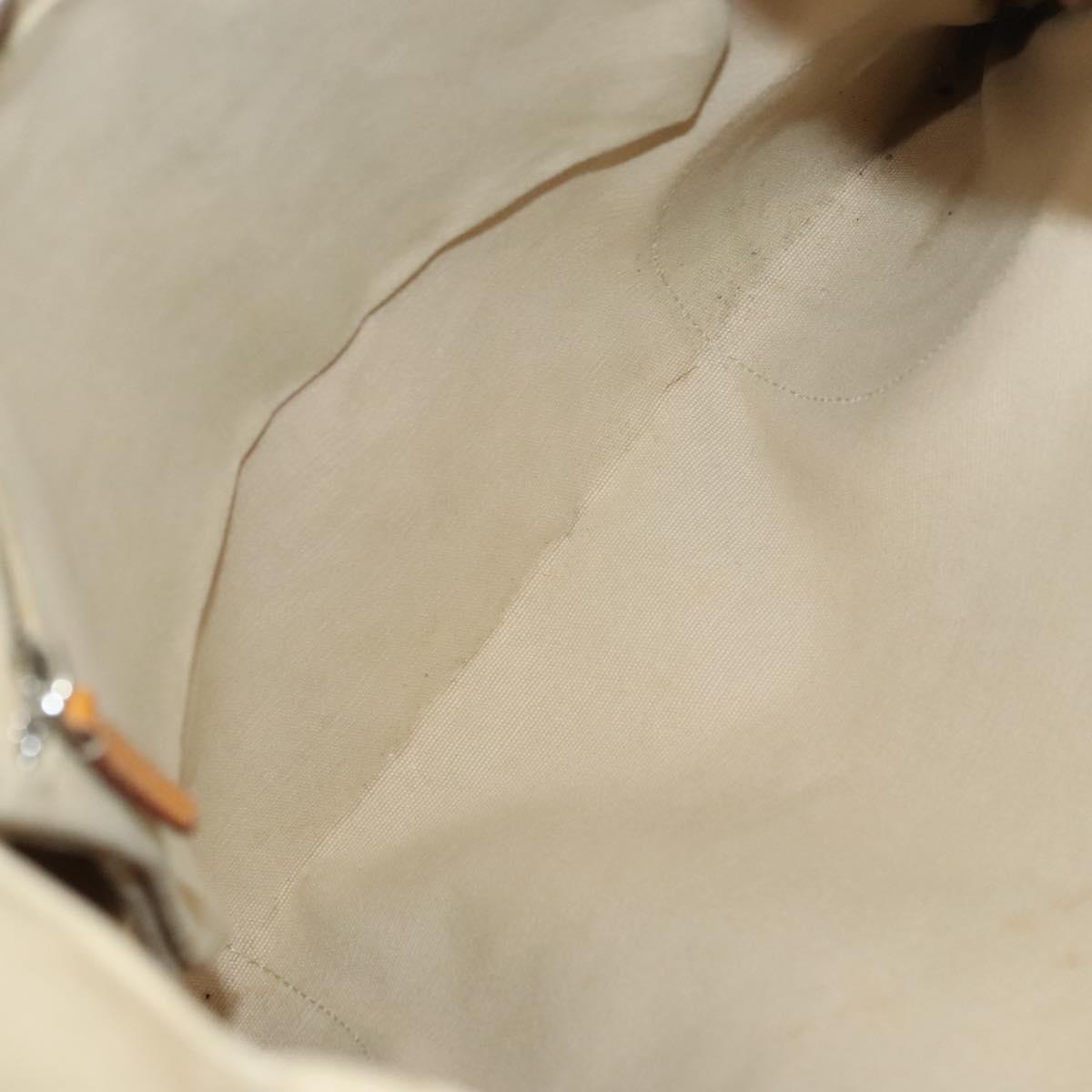 PRADA Tote Bag Canvas Leather Beige Silver Auth ti3142