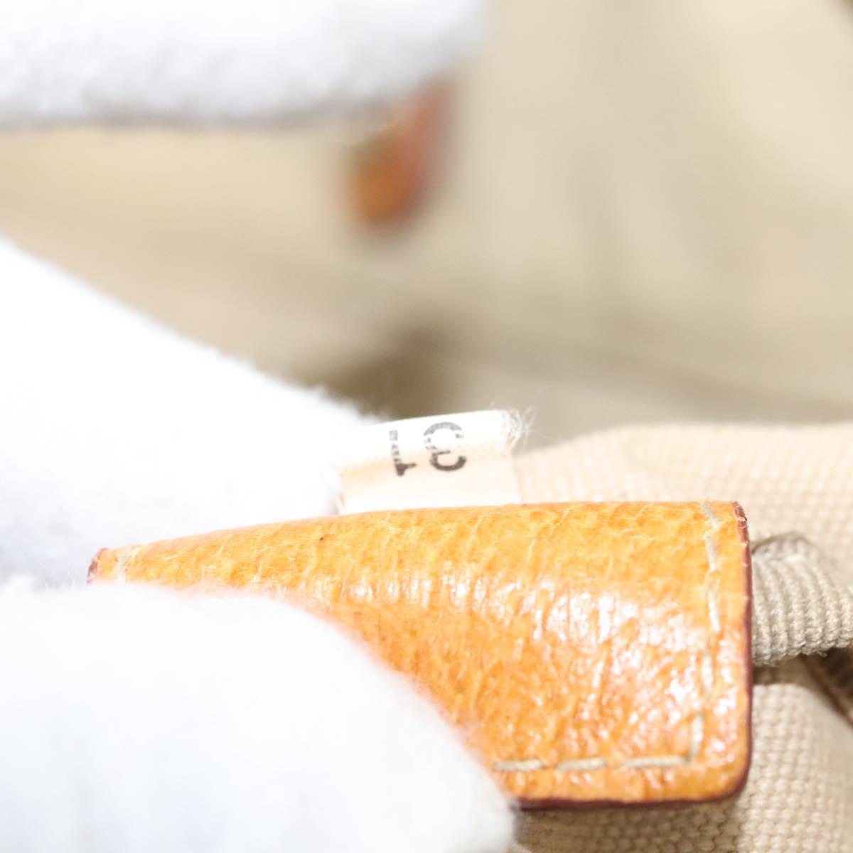 PRADA Tote Bag Canvas Leather Beige Silver Auth ti3142