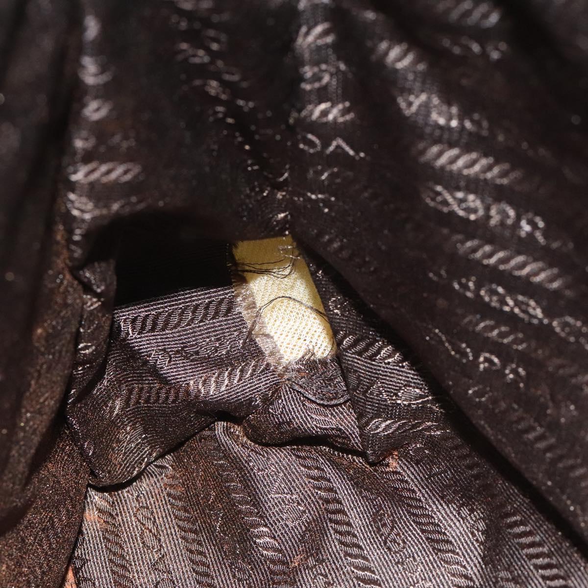 PRADA Hand Bag Nylon Leather Beige Silver Auth ti3143