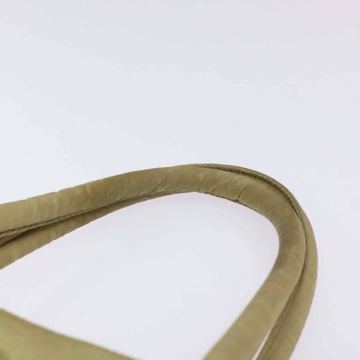 PRADA Hand Bag Nylon Leather Beige Silver Auth ti3143