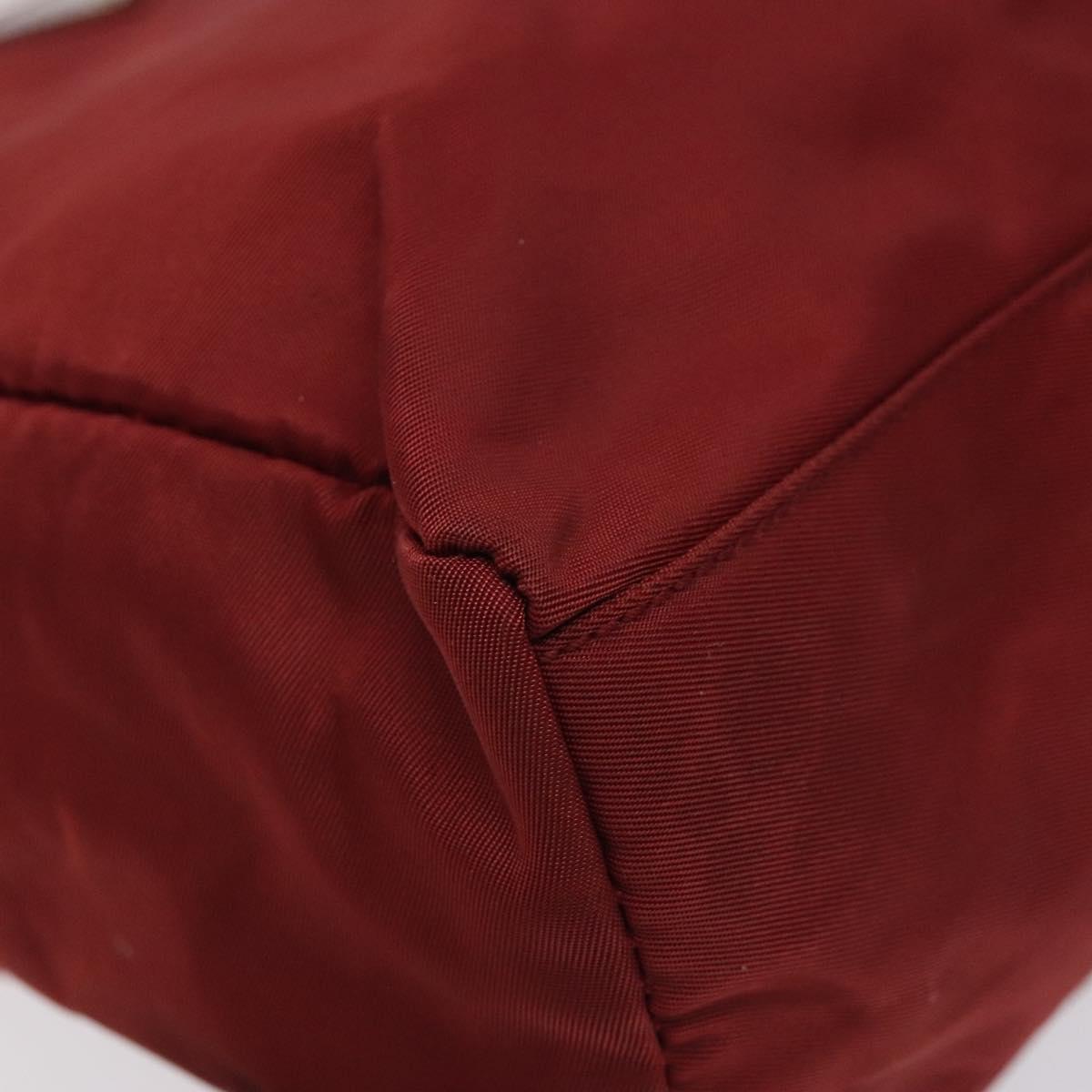 PRADA Hand Bag Nylon Red Silver Auth ti3144