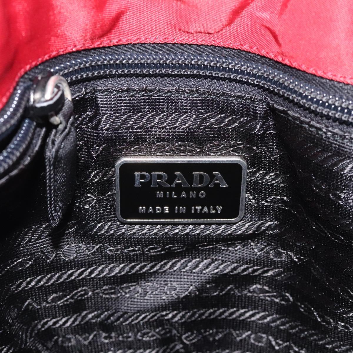 PRADA Hand Bag Nylon Red Silver Auth ti3144