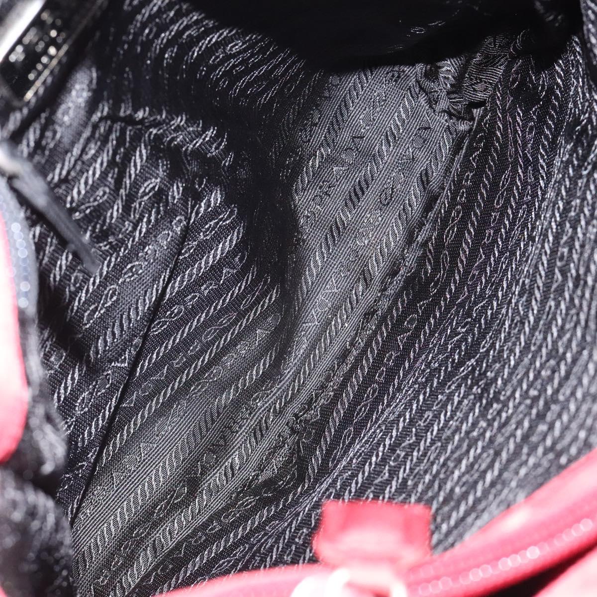 PRADA Hand Bag Nylon Red Silver Auth ti3144