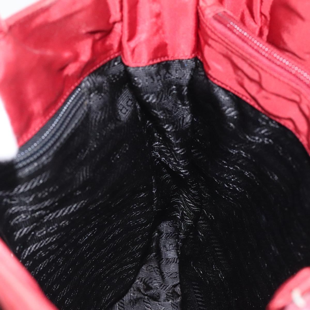 PRADA Hand Bag Nylon Red Silver Auth ti3144