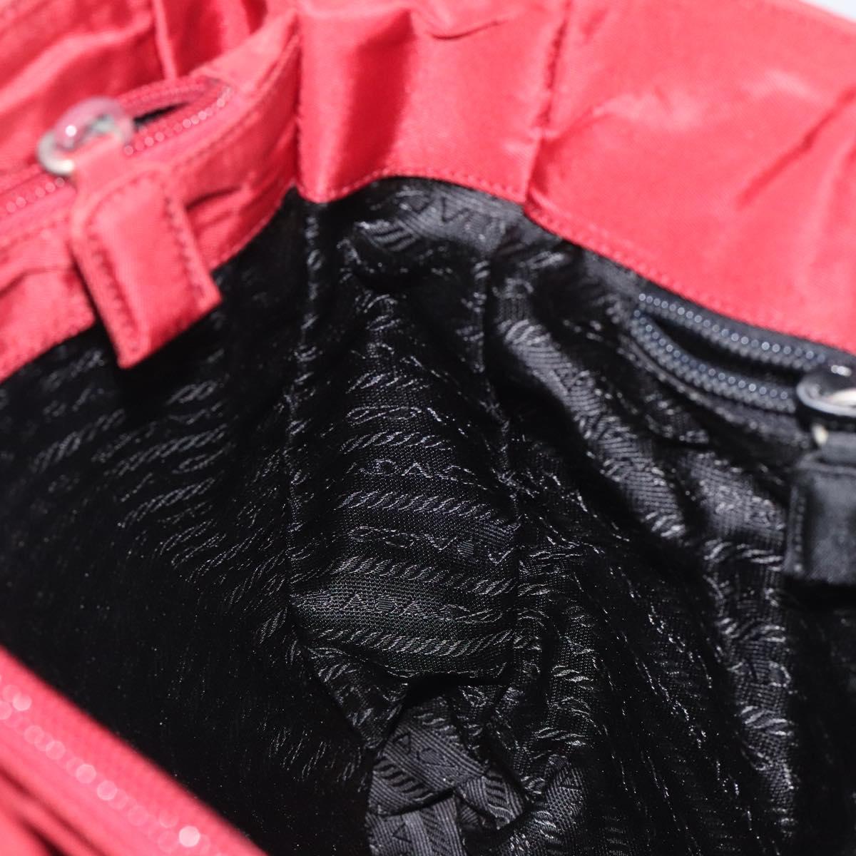 PRADA Hand Bag Nylon Red Silver Auth ti3144