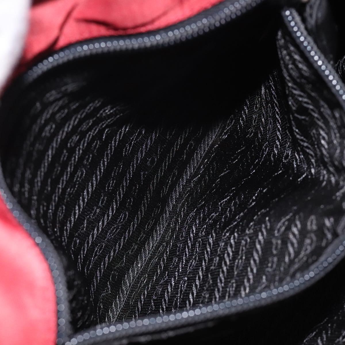 PRADA Hand Bag Nylon Red Silver Auth ti3144