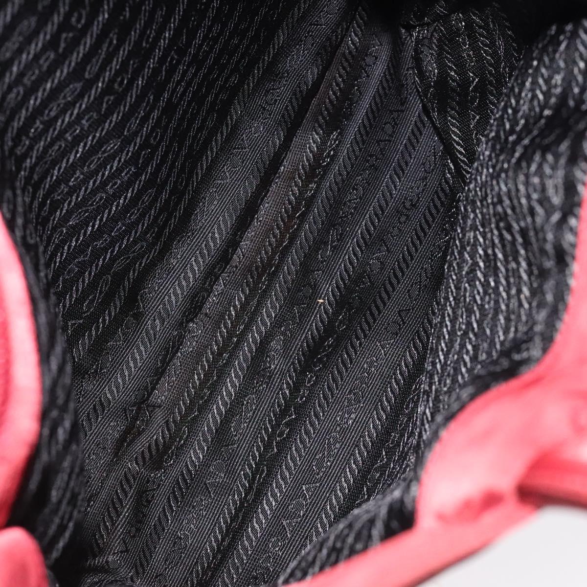 PRADA Hand Bag Nylon Red Silver Auth ti3144
