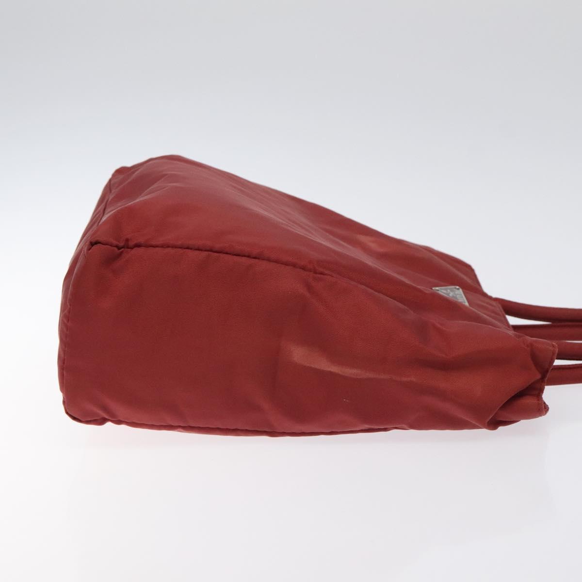 PRADA Hand Bag Nylon Red Silver Auth ti3144