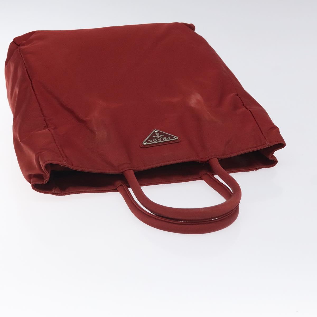 PRADA Hand Bag Nylon Red Silver Auth ti3144