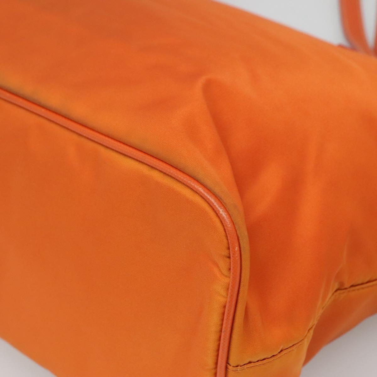 PRADA Tote Bag Nylon Orange Gold Auth ti3145