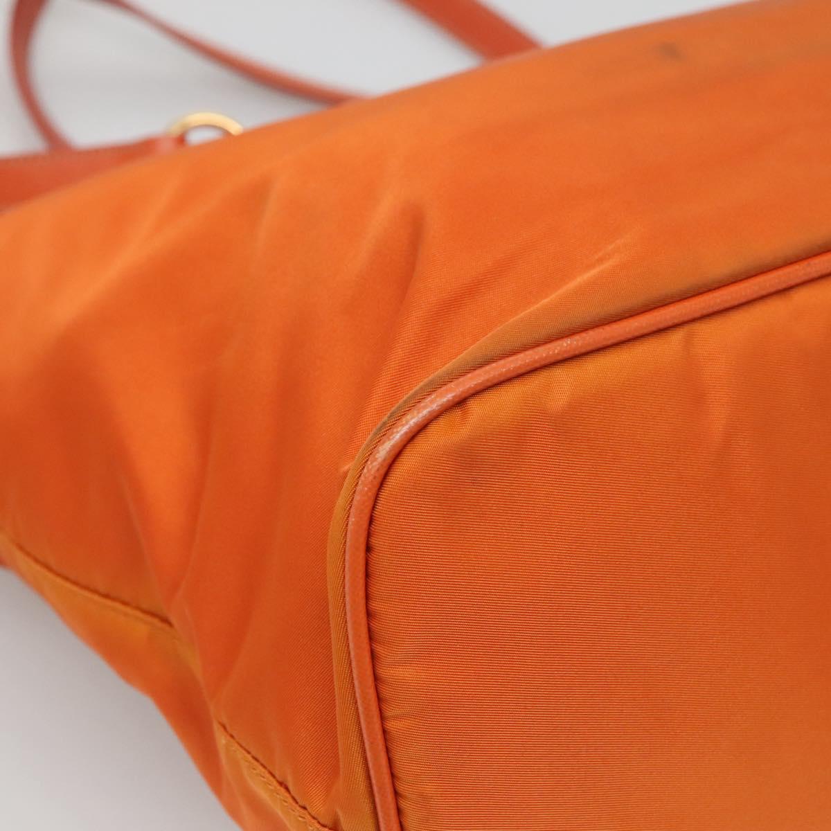 PRADA Tote Bag Nylon Orange Gold Auth ti3145
