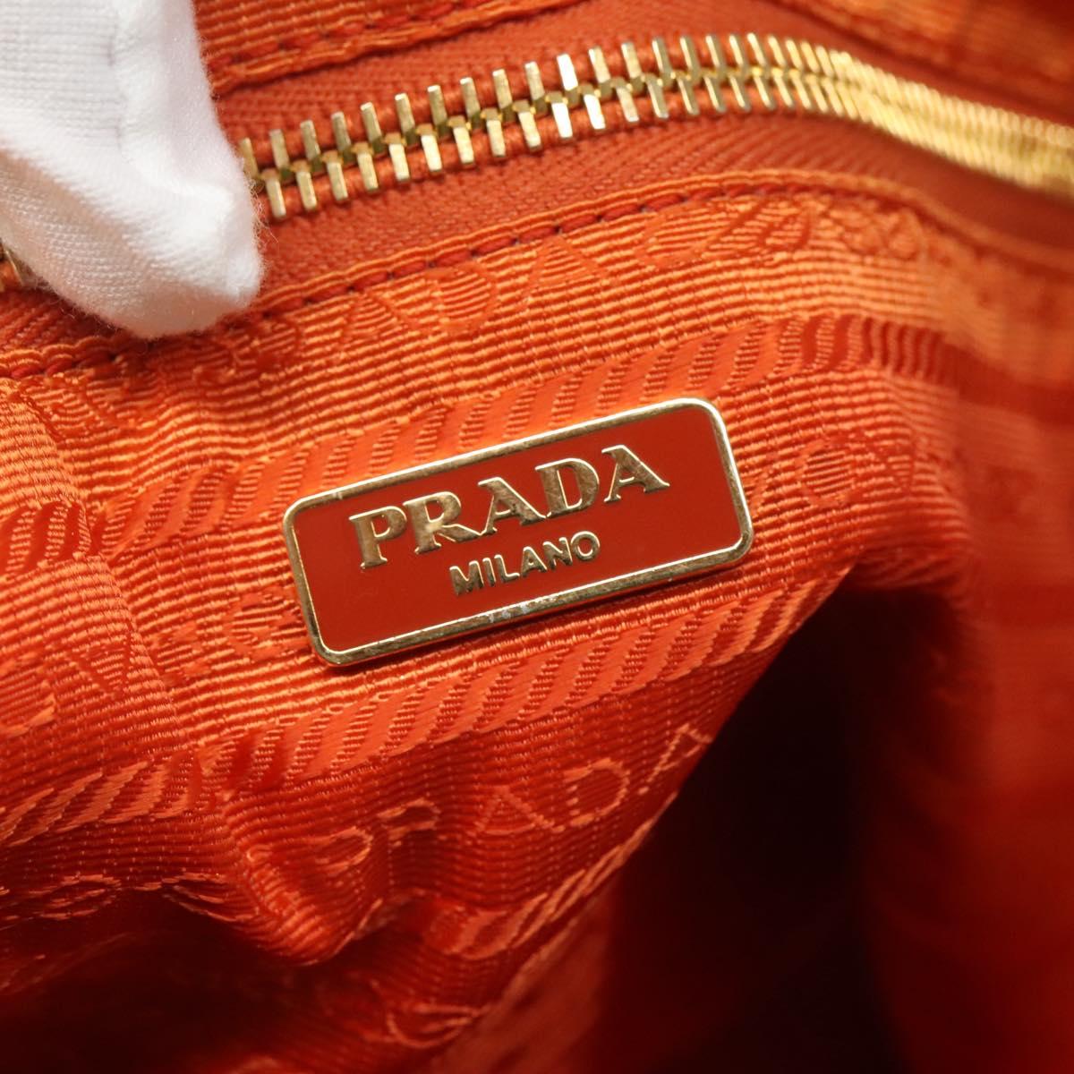 PRADA Tote Bag Nylon Orange Gold Auth ti3145
