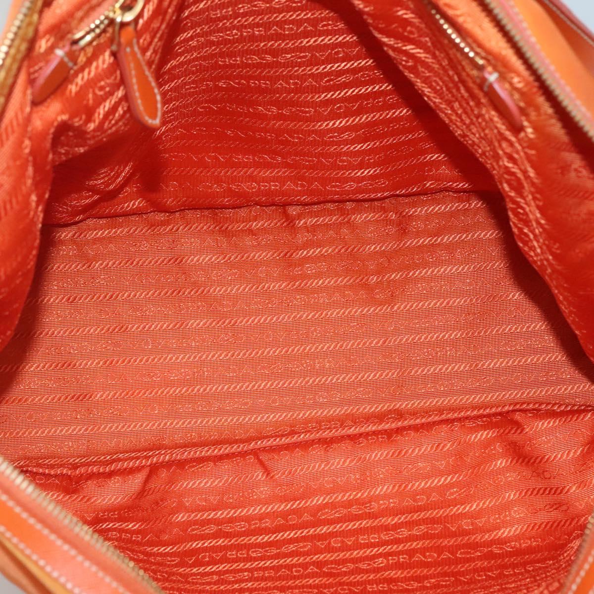 PRADA Tote Bag Nylon Orange Gold Auth ti3145