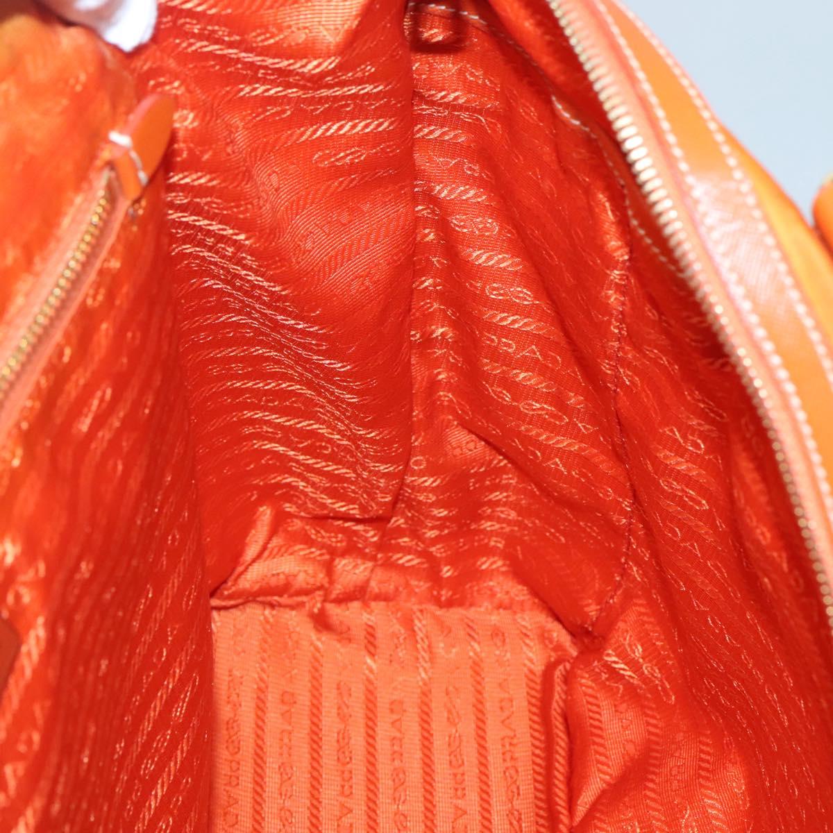 PRADA Tote Bag Nylon Orange Gold Auth ti3145