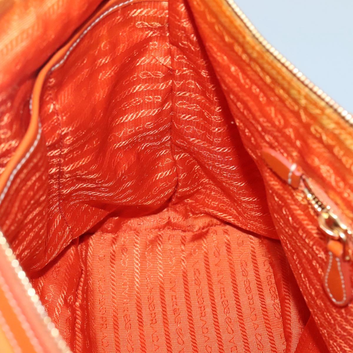 PRADA Tote Bag Nylon Orange Gold Auth ti3145