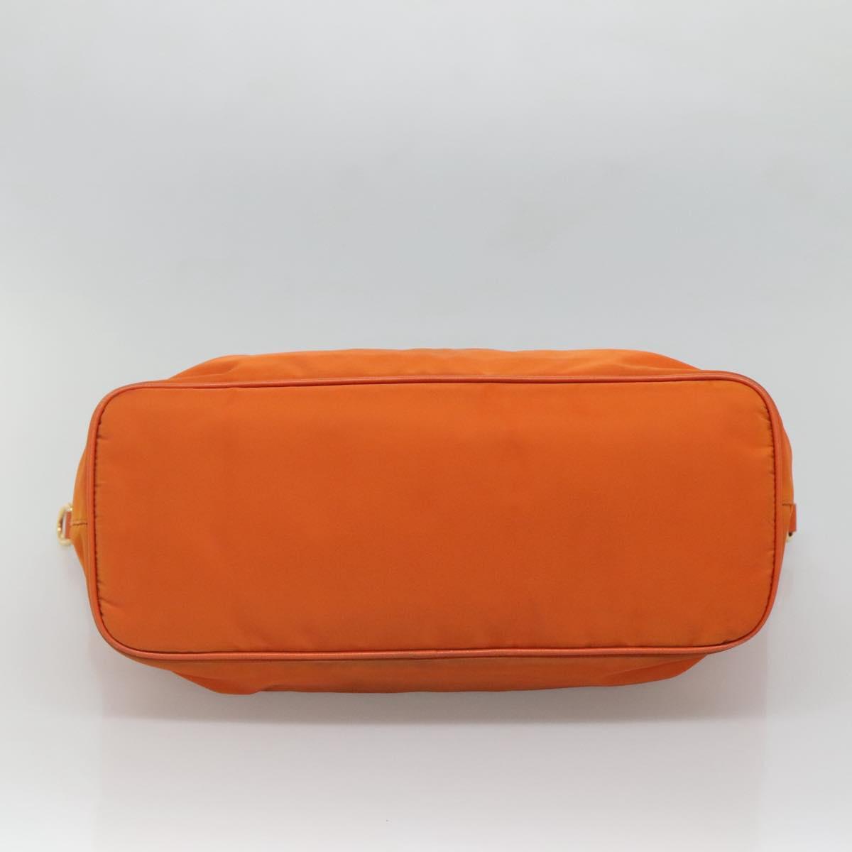 PRADA Tote Bag Nylon Orange Gold Auth ti3145