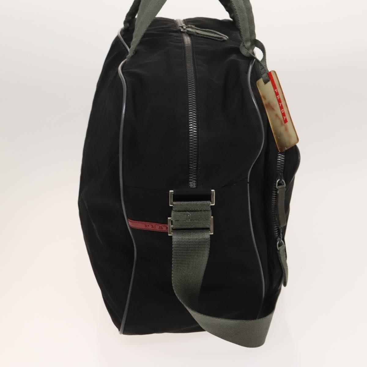 PRADA Sports Boston Bag Nylon Black Silver Auth ti3146