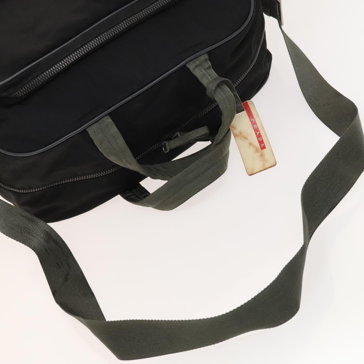 PRADA Sports Boston Bag Nylon Black Silver Auth ti3146