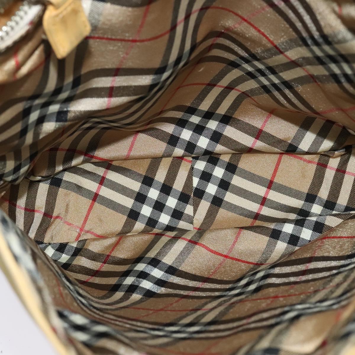 Burberrys Blue Label Shoulder Bag Suede Beige Silver Auth ti3150