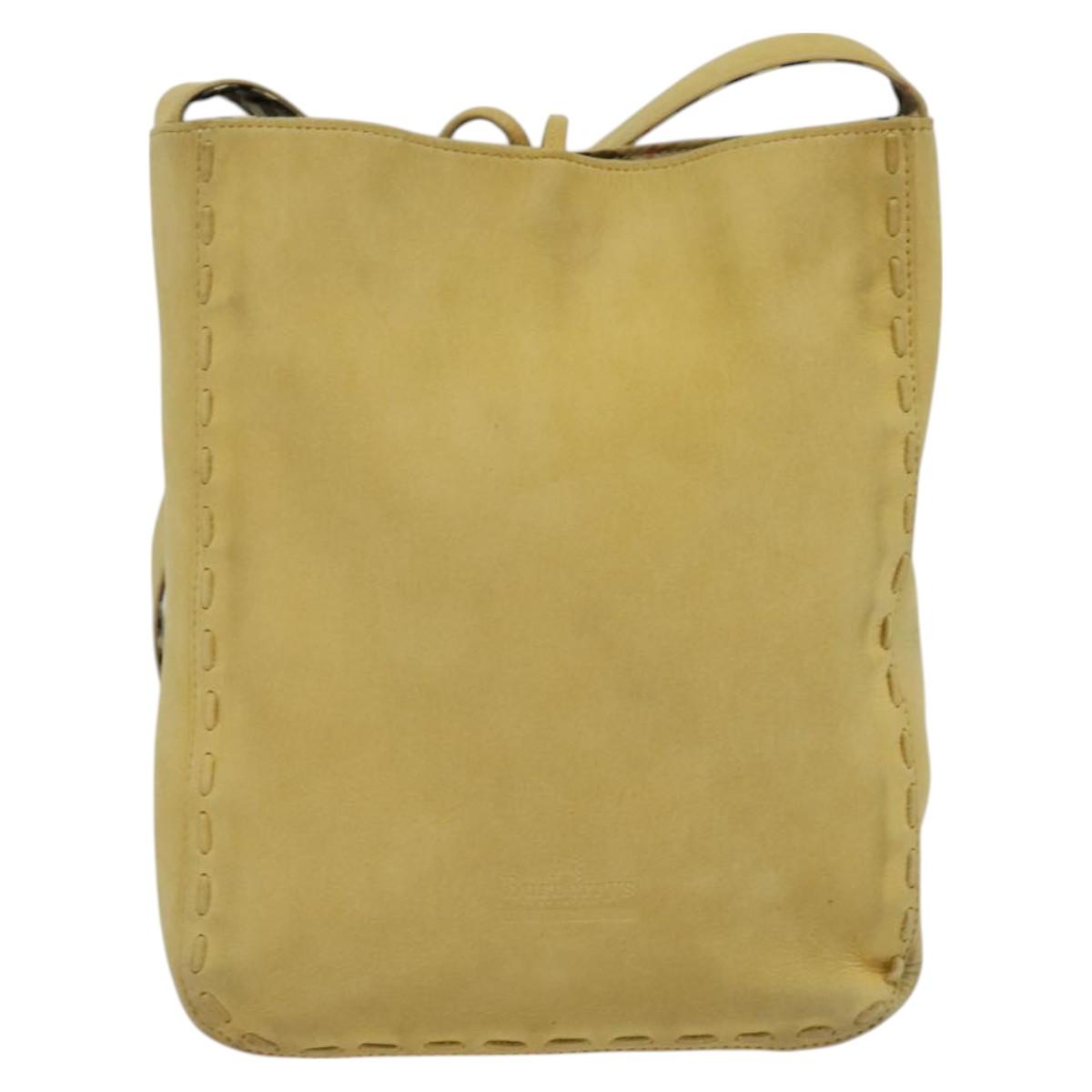 Burberrys Blue Label Shoulder Bag Suede Beige Silver Auth ti3150