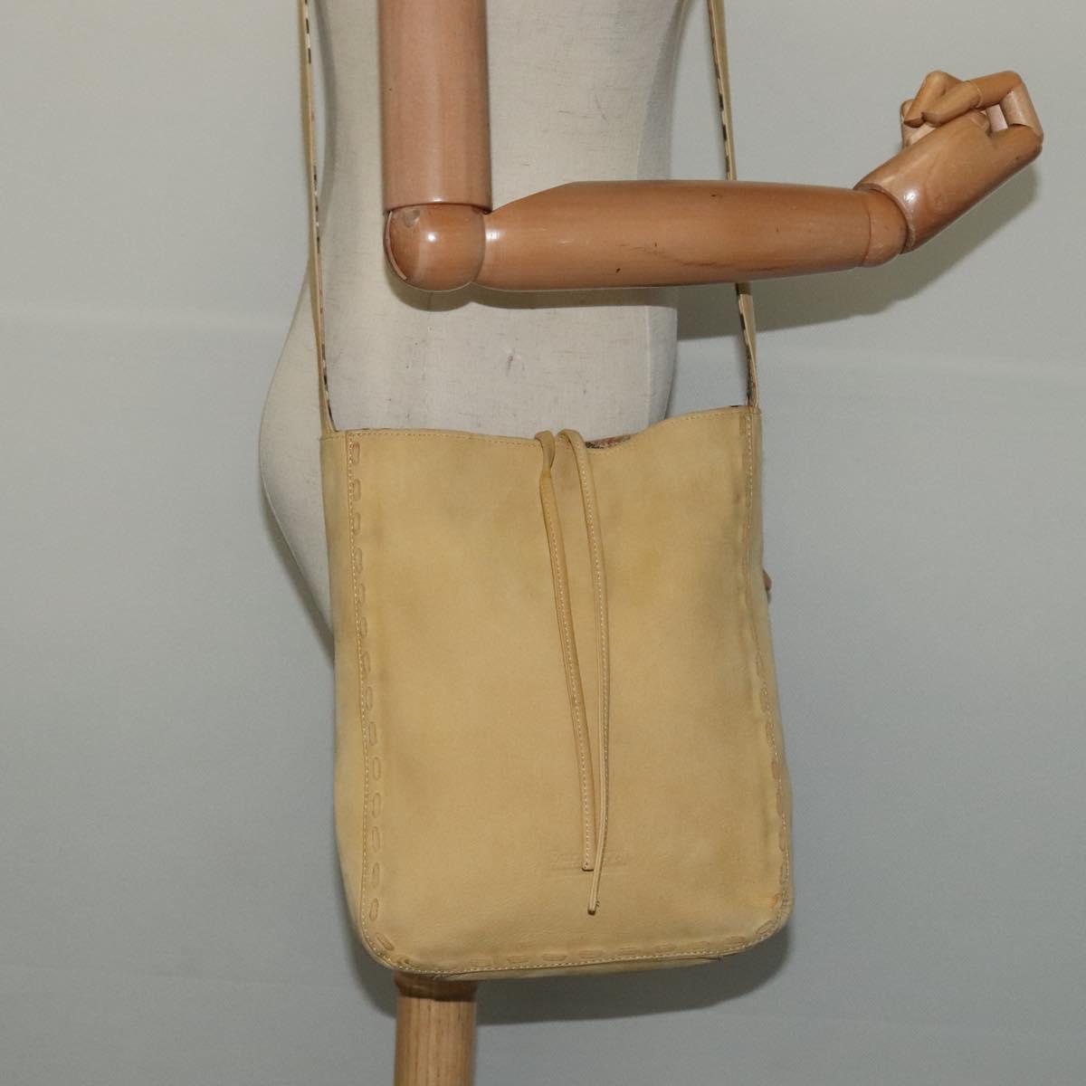 Burberrys Blue Label Shoulder Bag Suede Beige Silver Auth ti3150