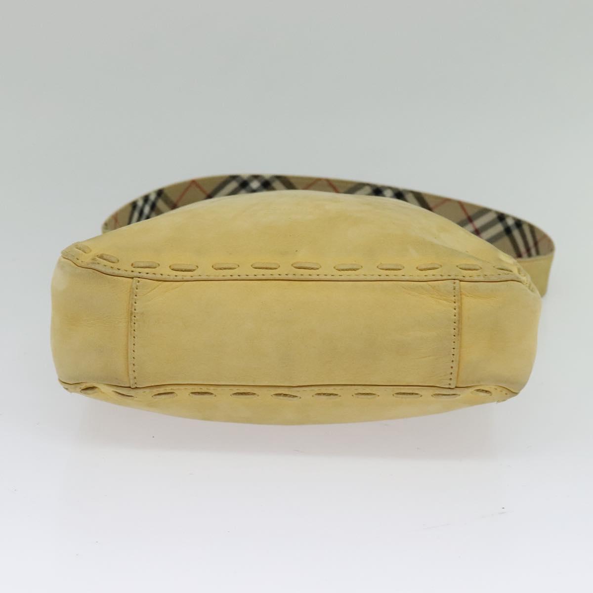 Burberrys Blue Label Shoulder Bag Suede Beige Silver Auth ti3150