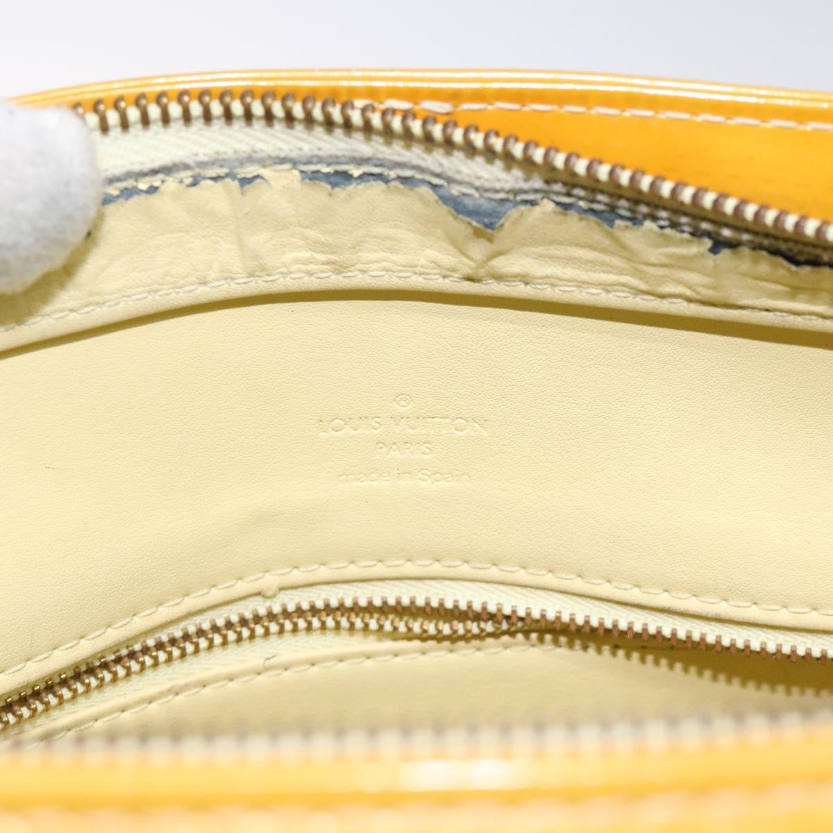 LOUIS VUITTON Monogram Vernis Houston Hand Bag Lime Yellow M91055 LV Auth ti3163