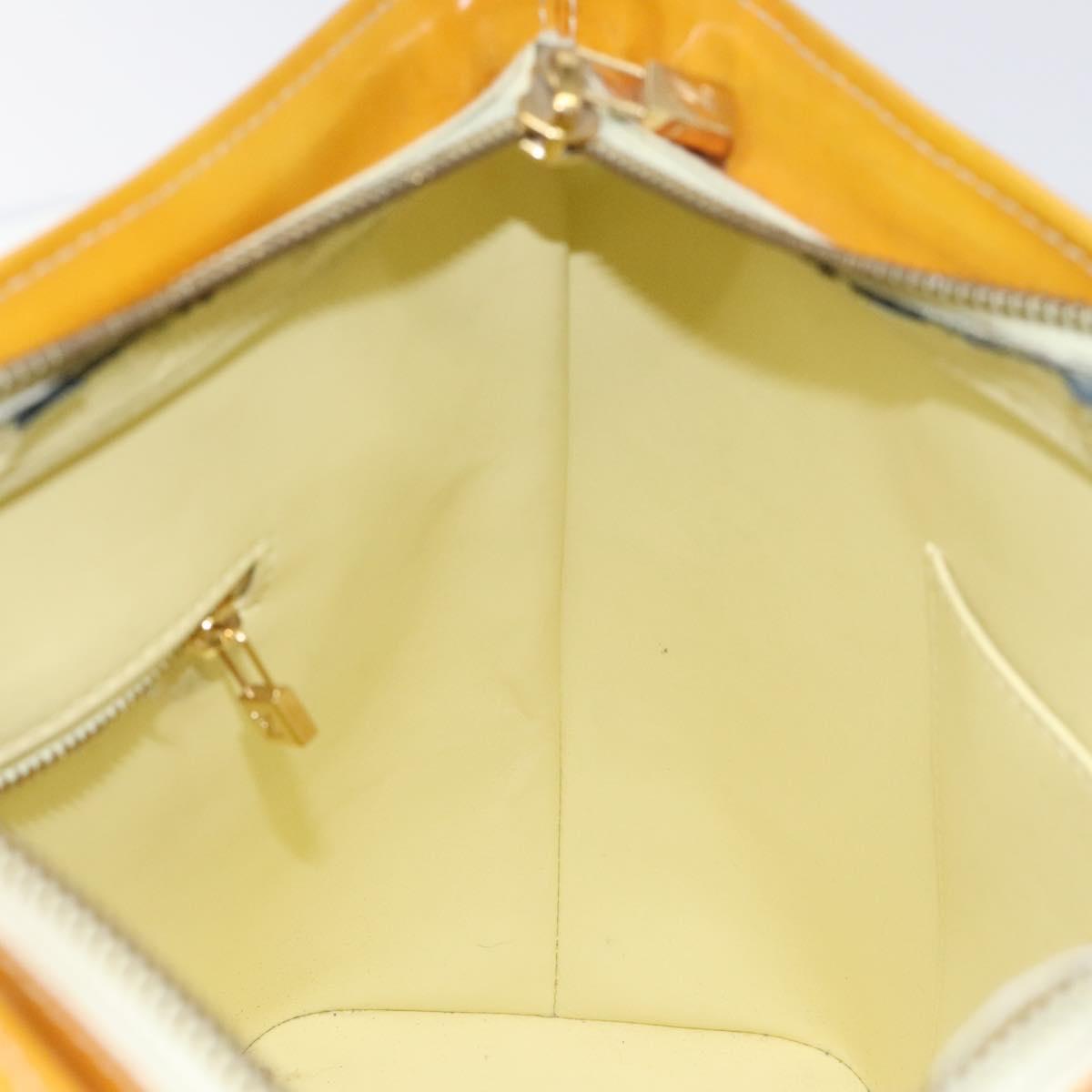 LOUIS VUITTON Monogram Vernis Houston Hand Bag Lime Yellow M91055 LV Auth ti3163