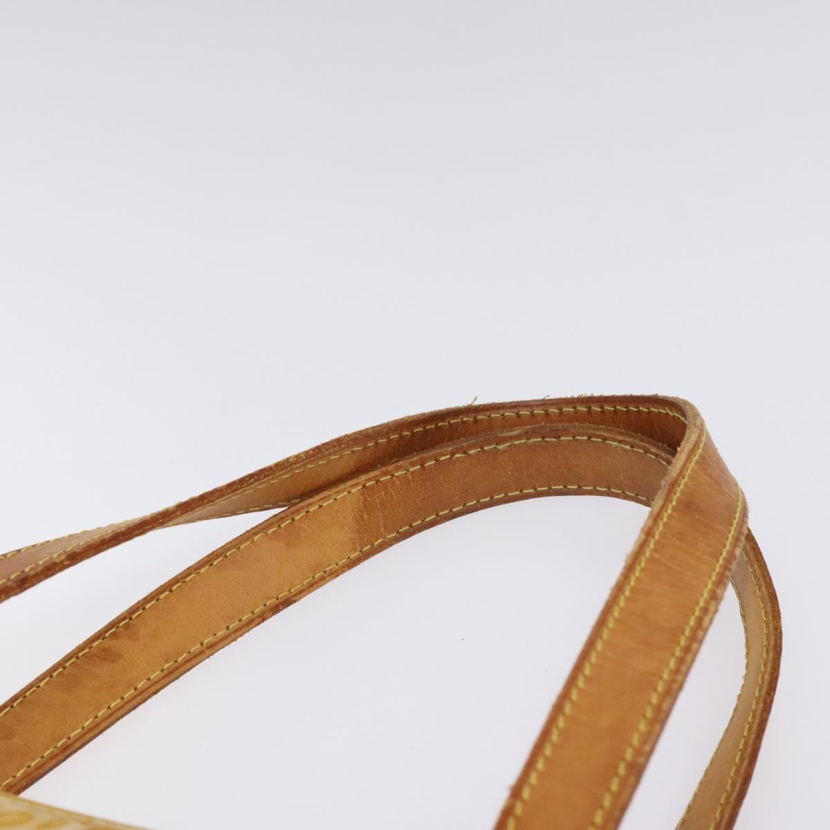LOUIS VUITTON Monogram Vernis Houston Hand Bag Lime Yellow M91055 LV Auth ti3163