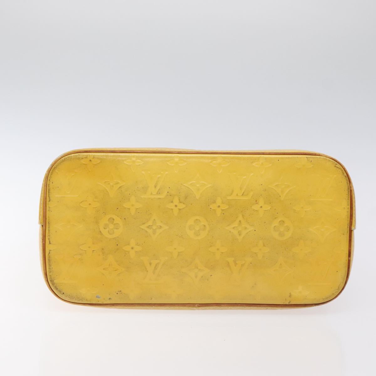 LOUIS VUITTON Monogram Vernis Houston Hand Bag Lime Yellow M91055 LV Auth ti3163