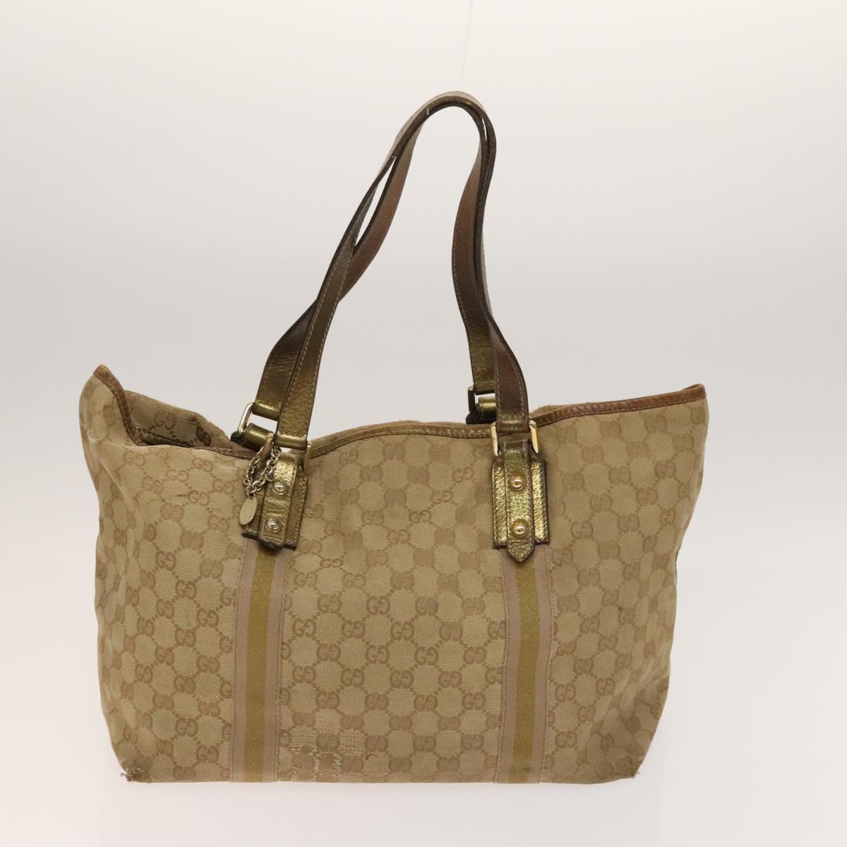 GUCCI GG Canvas Shoulder Bag 2Set Beige Gold Auth ti3169